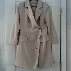 AEL AMY‎ ENJOY LIFE Beige Double Breasted Blazer Dress Midi Length